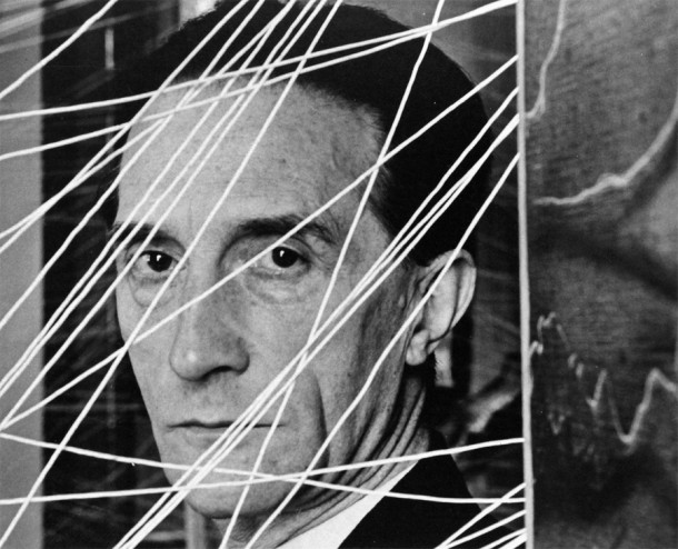 Marcel Duchamp, Peggy Guggenheim Gallery, New York, 1942 ~ Arnold Newman (1918-2006), silver gelatin print mounted on board, printed 1960's